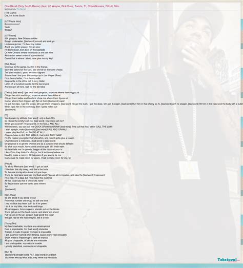 The Game – One Blood (Dirty South Remix) Lyrics .